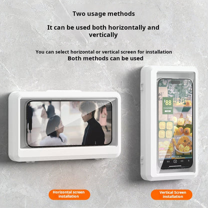 Bathroom waterproof and fog-proof mobile phone box, punch-free wall-mounted mobile phone holder, drama-watching tool, rotatable kitchen waterproof box