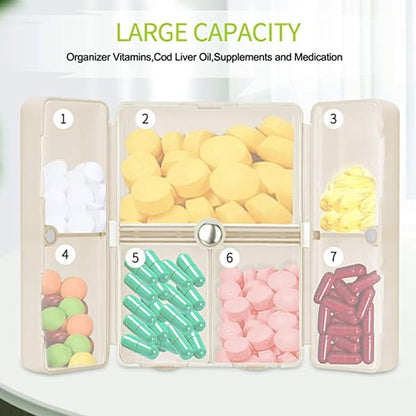 ?LAST DAY SALE - Daily Pill Organizer, 7 Compartments Portable Pill Case Travel Pill Organizer,[Folding Design]Pill Box