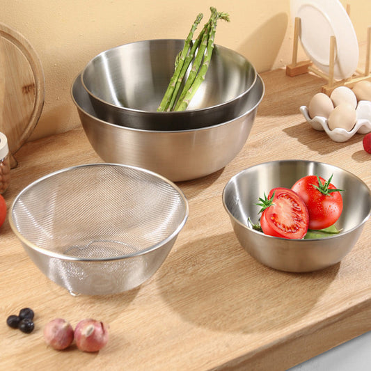 Stainless Steel Mixing Bowl with Strainer Basket